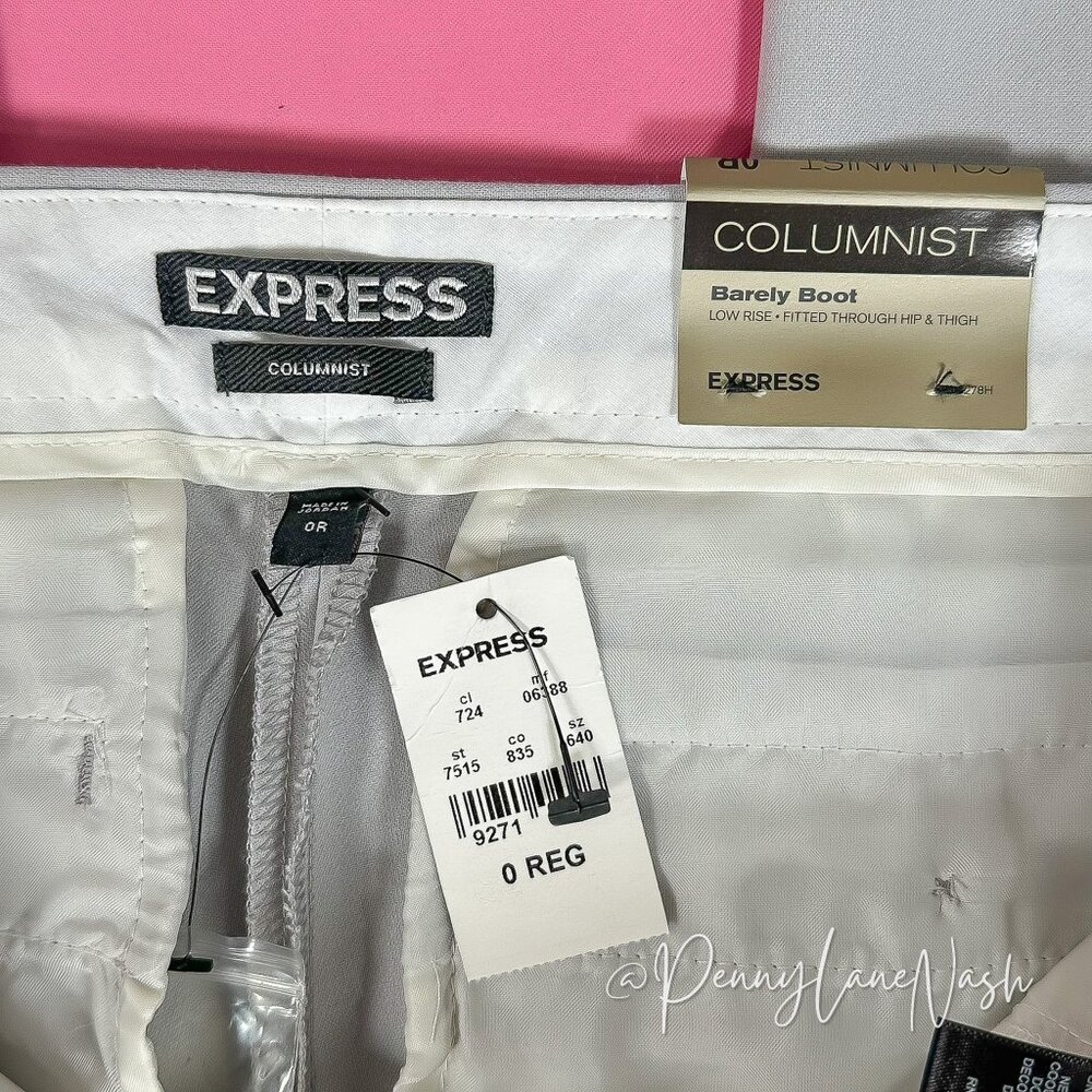 NWT Express Columnist Barely Boot Low Rise Pant Size 0R Gray - Picture 12 of 12